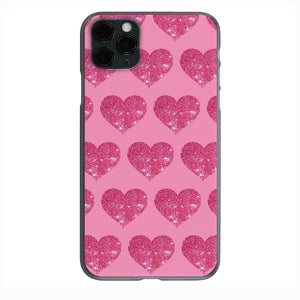 Pink Glitter Hearts Phone Case for iPhone 7 8 X XS XR SE 11 12 13 14 Pro Max Mini Note 10 20 s10 s10s s20 s21 20 Plus Ultra