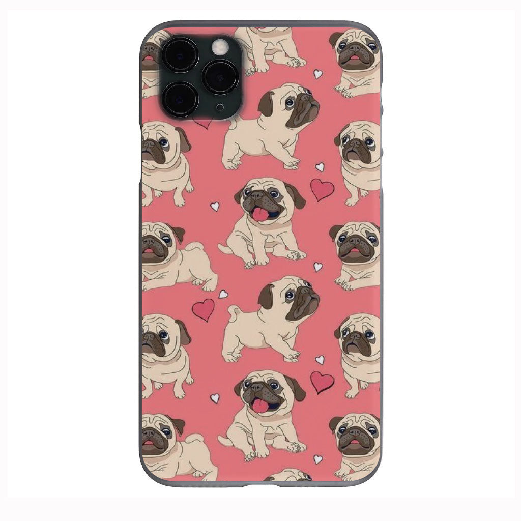 Pink Cute Pug Love Phone Case for iPhone 7 8 X XS XR SE 11 12 13 14 Pro Max Mini Note 10 20 s10 s10s s20 s21 20 Plus Ultra