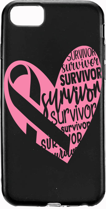 Survivor Pink Ribbon Heart Cancer Apple Samsung Case Cover